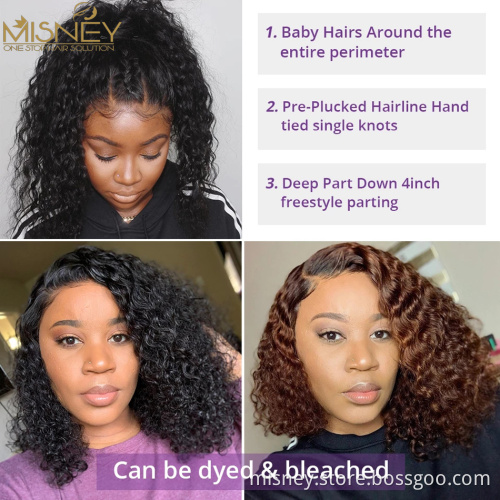 Water Wave Short Bob Lace Front Human Hair Wigs 13x4 Brazilian Hair Bob Wigs Preplucked For Women Full Hair Frontal Wigs